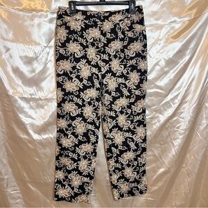 Appleseed’s Boho Floral Brocade Pants - Black & Gold - Size 8
